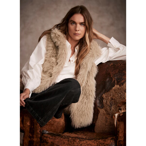 Mint Velvet Neutral Faux Fur Gilet